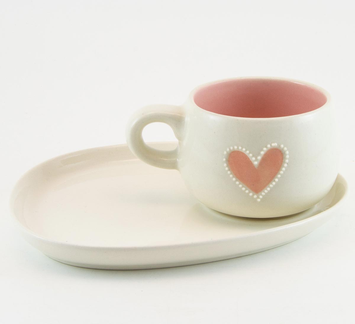 Set da 2 tazze e 2 piattini in ceramica, fatte a mano, heart, rosa set-da-2-tazze-heart-spi1-2